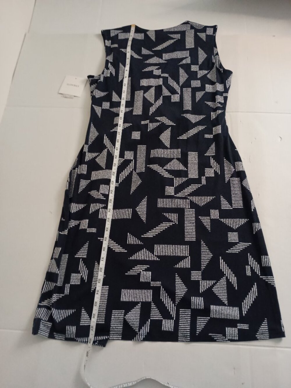 Ellen Tracy Navy White Sleeveless Spliced V-Neck Dress NWT Large - Picture 14 of 16